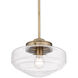 Ingalls 1 Light 12 inch Modern Brass Pendant Ceiling Light in Clear Glass, Medium